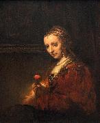 Rembrandt Peale Portrait of a Woman with a Pink Carnation oil